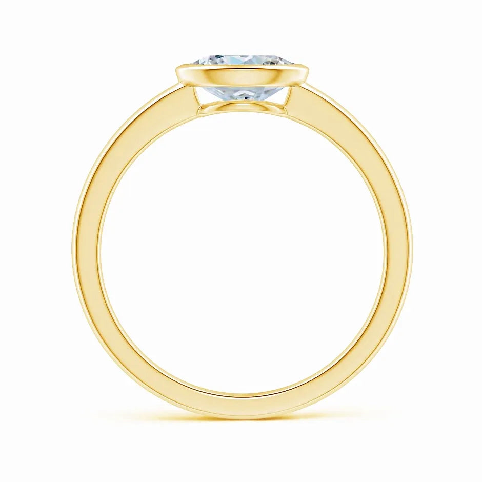 Lab-Grown East-West Oval Diamond Solitaire Ring Bezel Setting