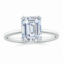 Double Prong Set Emerald Cut Lab-Grown Diamond Solitaire Classic Engagement Ring