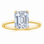 Load image into Gallery viewer, Double Prong Set Emerald Cut Lab-Grown Diamond Solitaire Classic Engagement Ring
