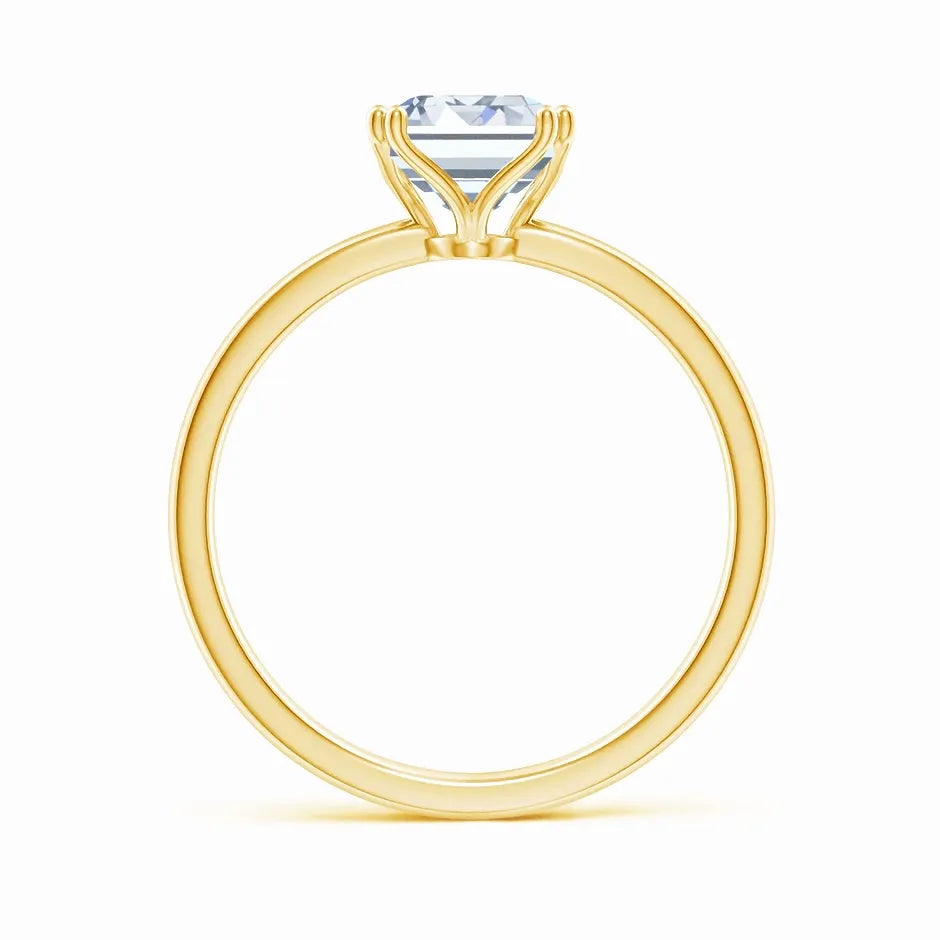 Double Prong Set Emerald Cut Lab-Grown Diamond Solitaire Classic Engagement Ring