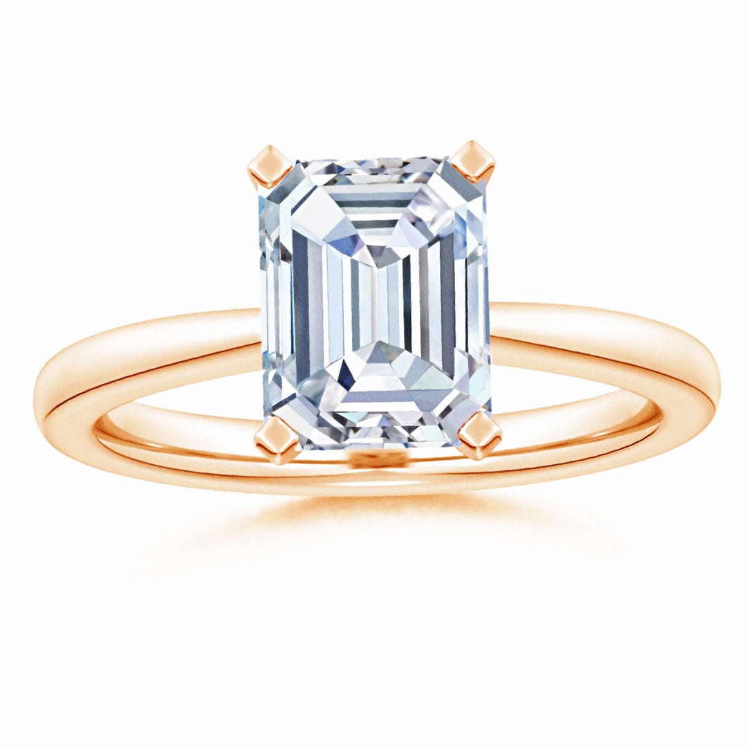 Lab-Grown Emerald Cut Diamond Reverse Tapered Setting Solitaire Engagement Ring