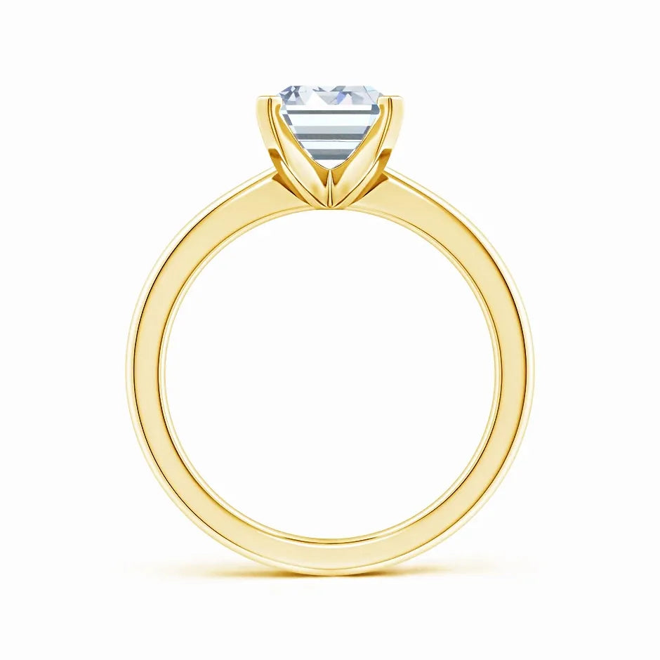 Lab-Grown Emerald Cut Diamond Reverse Tapered Setting Solitaire Engagement Ring
