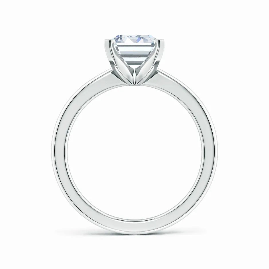Lab-Grown Emerald Cut Diamond Reverse Tapered Setting Solitaire Engagement Ring