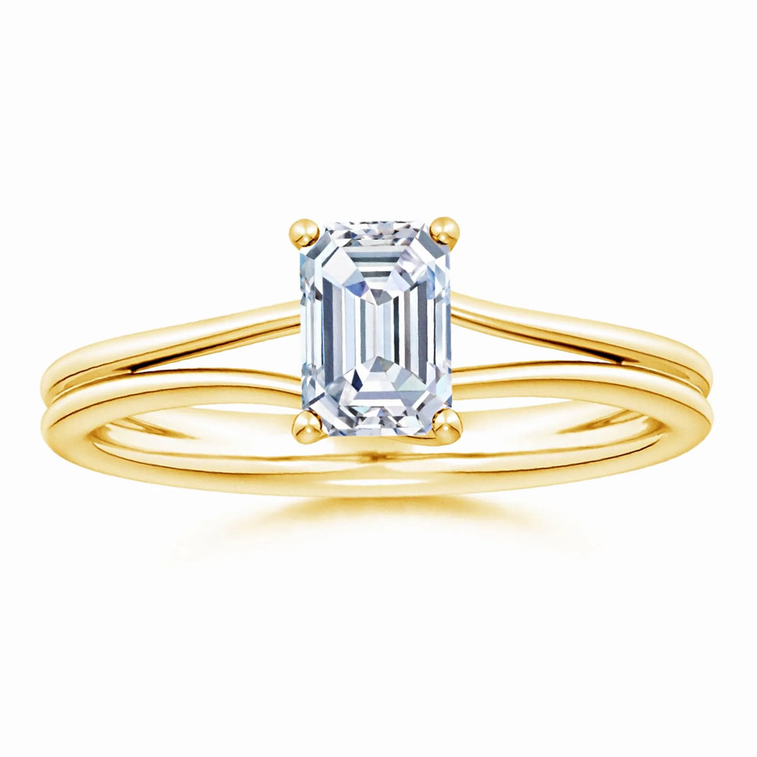 Lab-Grown Emerald Cut Diamond Double Setting Solitaire Engagement Ring