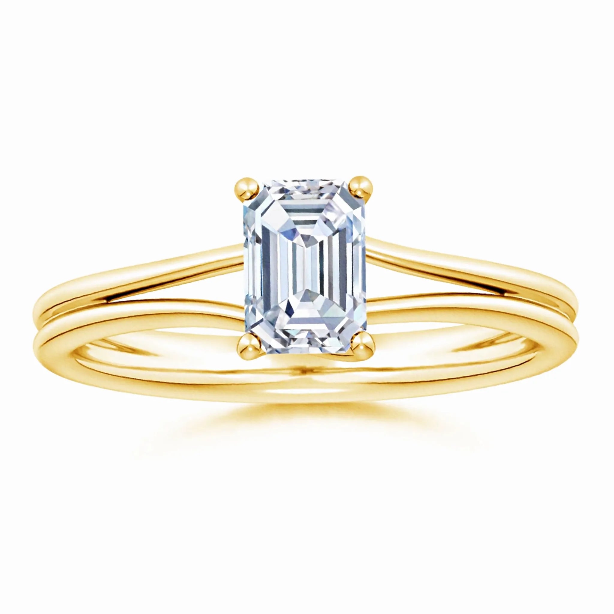 Lab-Grown Emerald Cut Diamond Double Setting Solitaire Engagement Ring