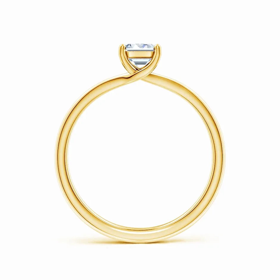 Lab-Grown Emerald Cut Diamond Double Setting Solitaire Engagement Ring
