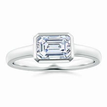 Lab Grown East West Emerald Cut Diamond Solitaire Ring
