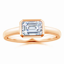 Lab Grown East West Emerald Cut Diamond Solitaire Ring
