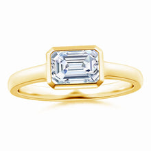 Lab Grown East West Emerald Cut Diamond Solitaire Ring