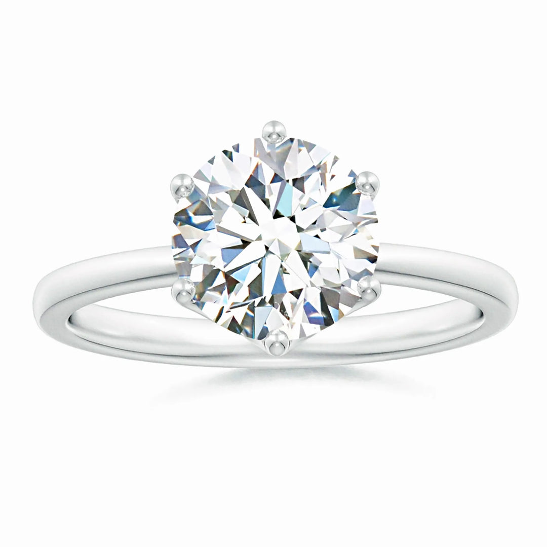 Six Prong Round Lab Diamond Solitaire Classic Engagement Ring