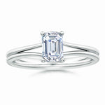 Load image into Gallery viewer, Lab-Grown Emerald Cut Diamond Double Setting Solitaire Engagement Ring
