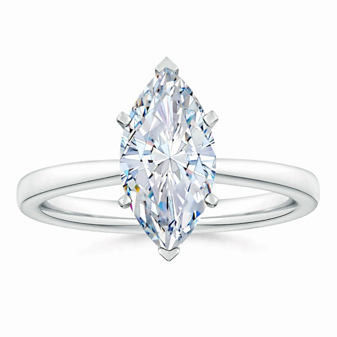 Lab-Grown Marquise Diamond Reverse Tapered Setting Solitaire Engagement Ring