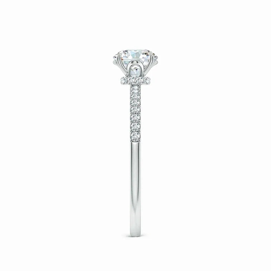 Lab Grown Round Diamond Hidden Halo Engagement Ring