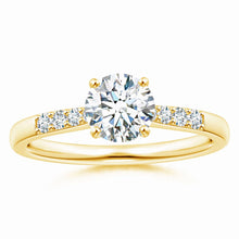 Lab-Grown Solitaire Diamond Tapered Setting Engagement Ring with Decoration