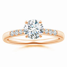 Lab-Grown Solitaire Diamond Tapered Setting Engagement Ring with Decoration