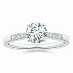 Load image into Gallery viewer, Lab-Grown Solitaire Diamond Tapered Setting Engagement Ring with Decoration
