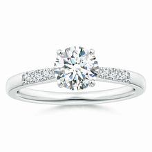 Lab-Grown Solitaire Diamond Tapered Setting Engagement Ring with Decoration