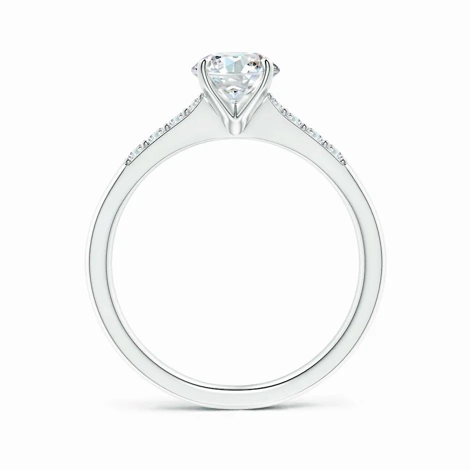 Lab-Grown Solitaire Diamond Tapered Setting Engagement Ring with Decoration