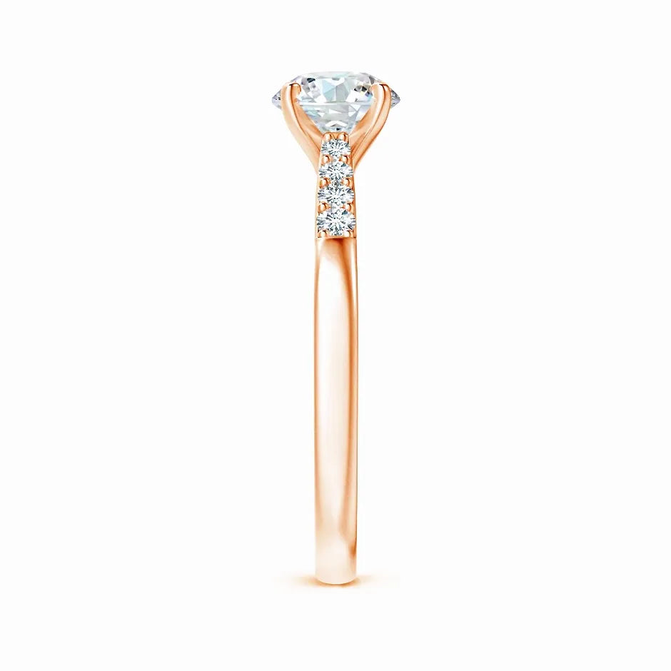 Lab-Grown Solitaire Diamond Tapered Setting Engagement Ring with Decoration