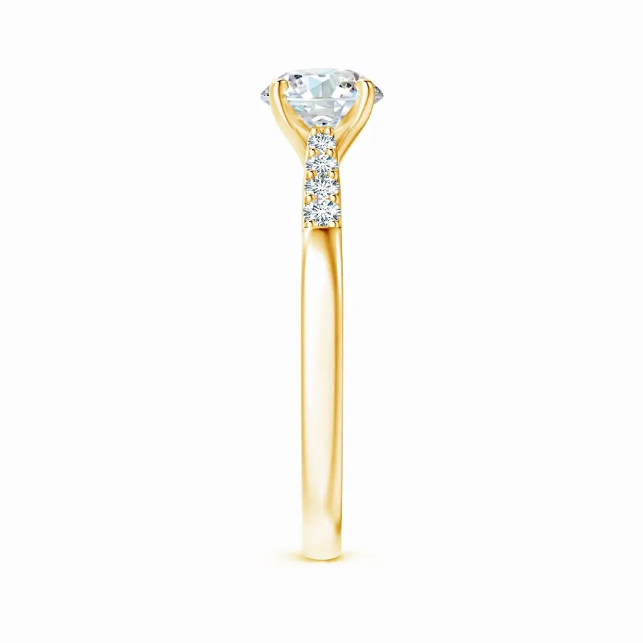 Lab-Grown Solitaire Diamond Tapered Setting Engagement Ring with Decoration
