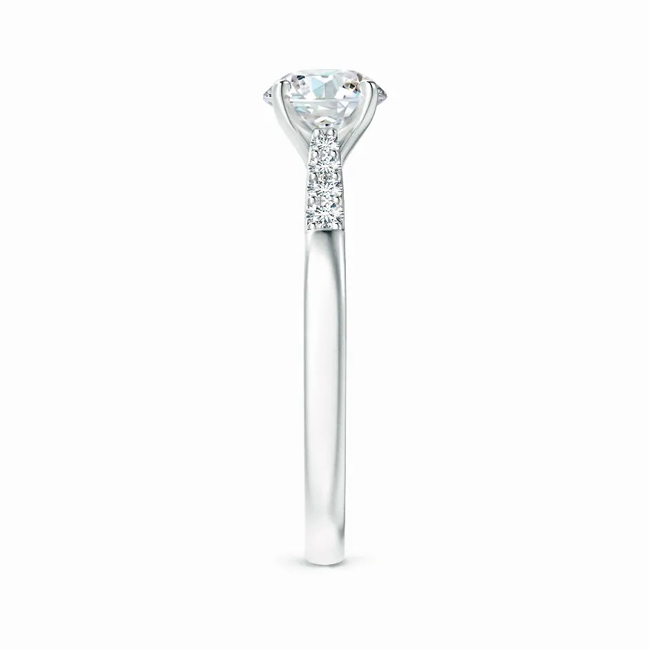 Lab-Grown Solitaire Diamond Tapered Setting Engagement Ring with Decoration