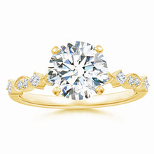 Round Lab-Grown Diamond Engagement Ring with Marquise Motif