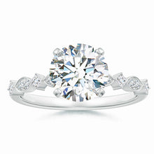 Round Lab-Grown Diamond Engagement Ring with Marquise Motif