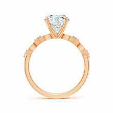 Round Lab-Grown Diamond Engagement Ring with Marquise Motif