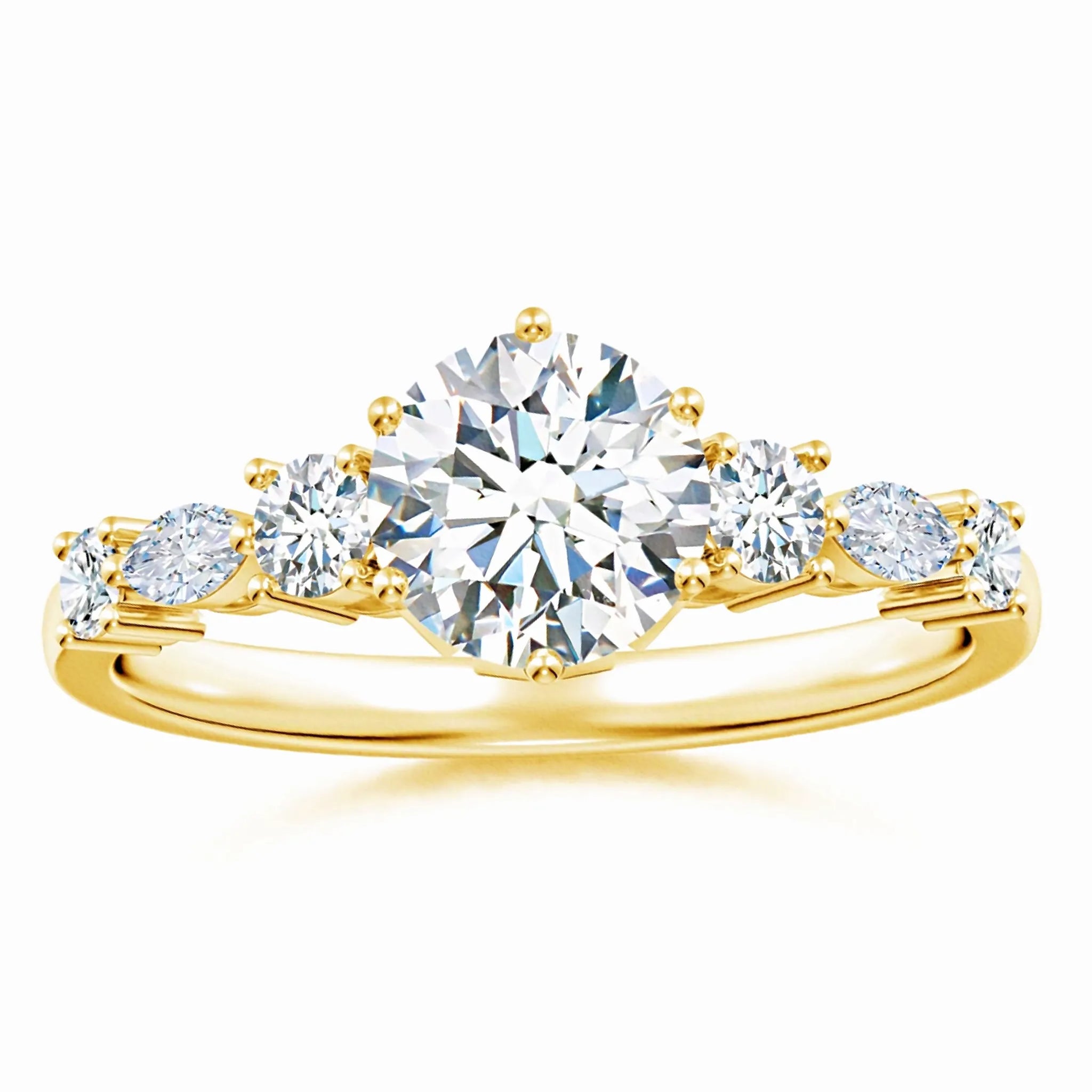Lab-Grown Classic Round Diamond Side Stone Engagement Ring