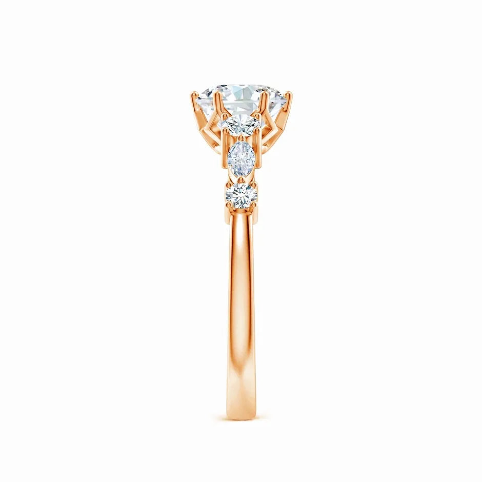 Lab-Grown Classic Round Diamond Side Stone Engagement Ring