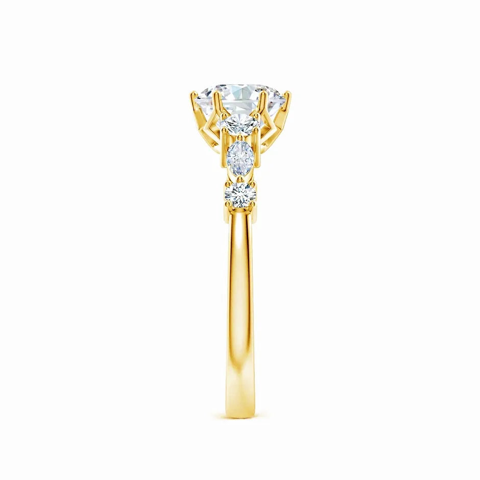 Lab-Grown Classic Round Diamond Side Stone Engagement Ring