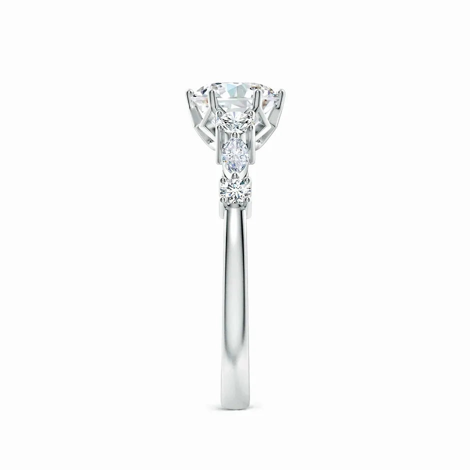 Lab-Grown Classic Round Diamond Side Stone Engagement Ring