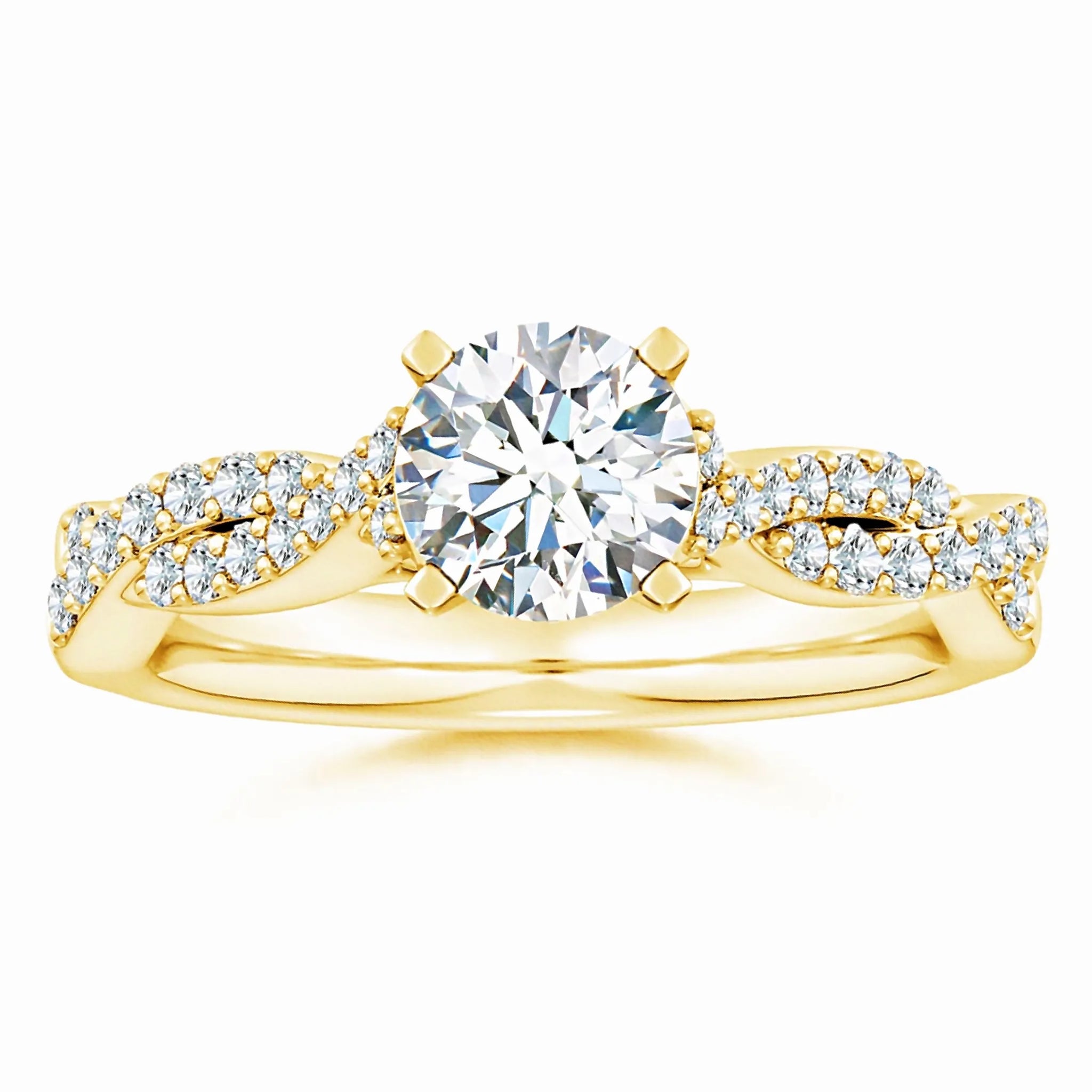 Lab-Grown Peg Head Round Diamond Twist Shank Engagement Ring