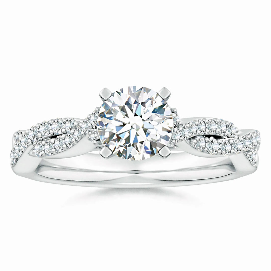 Lab-Grown Peg Head Round Diamond Twist Shank Engagement Ring