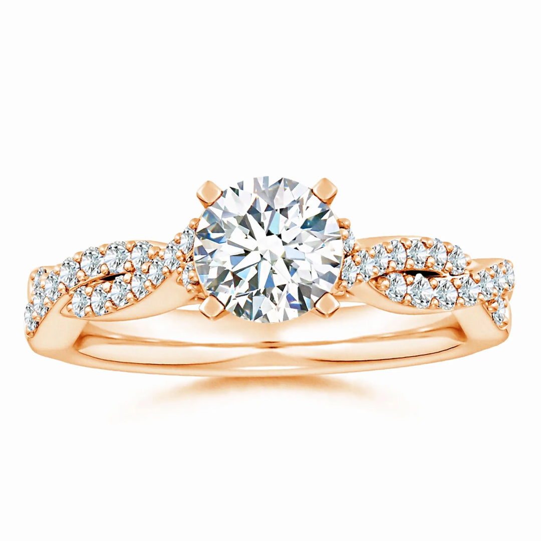 Lab-Grown Peg Head Round Diamond Twist Shank Engagement Ring