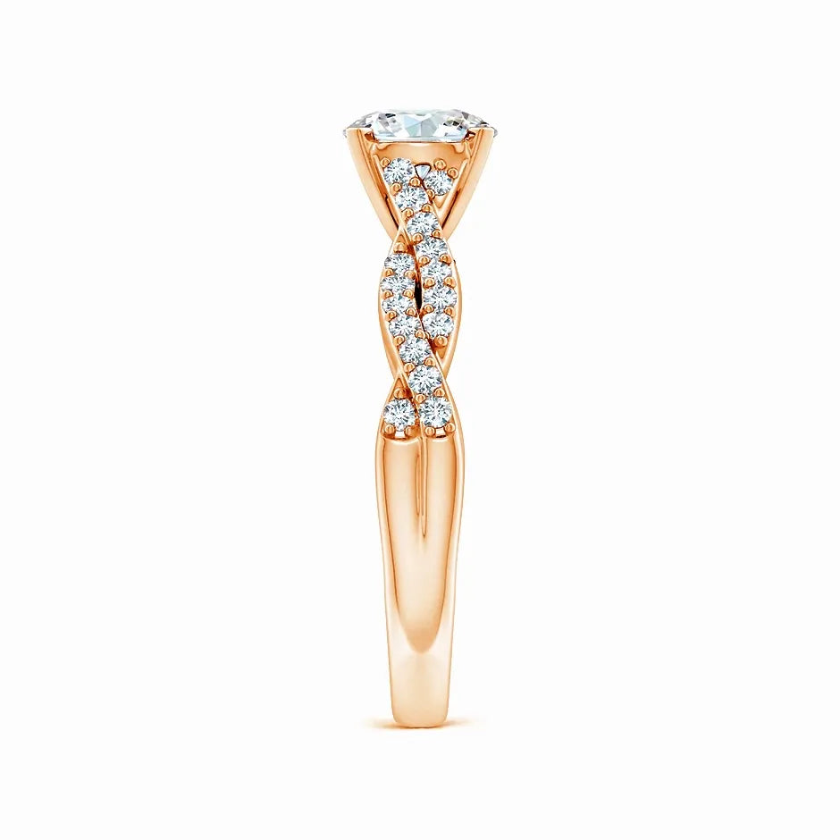 Lab-Grown Peg Head Round Diamond Twist Shank Engagement Ring