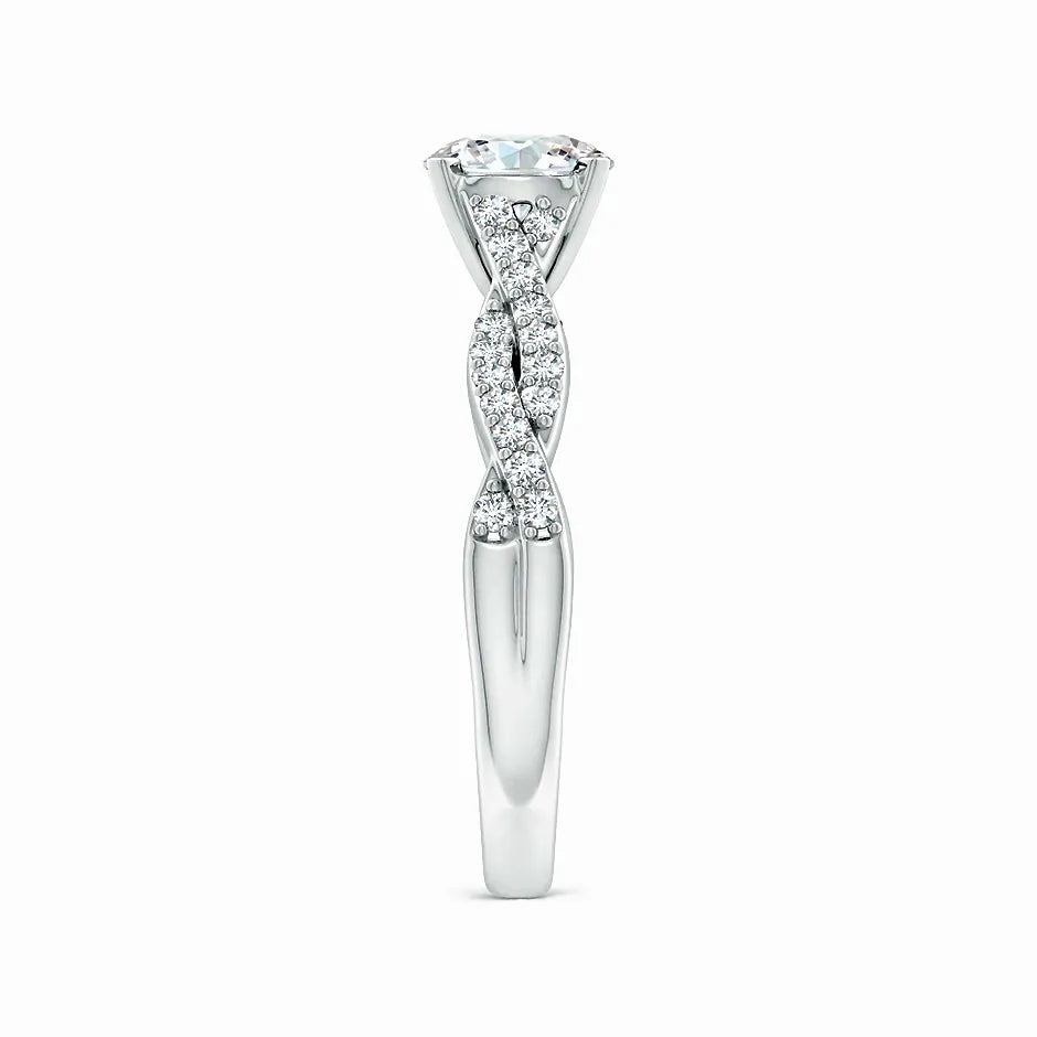 Lab-Grown Peg Head Round Diamond Twist Shank Engagement Ring