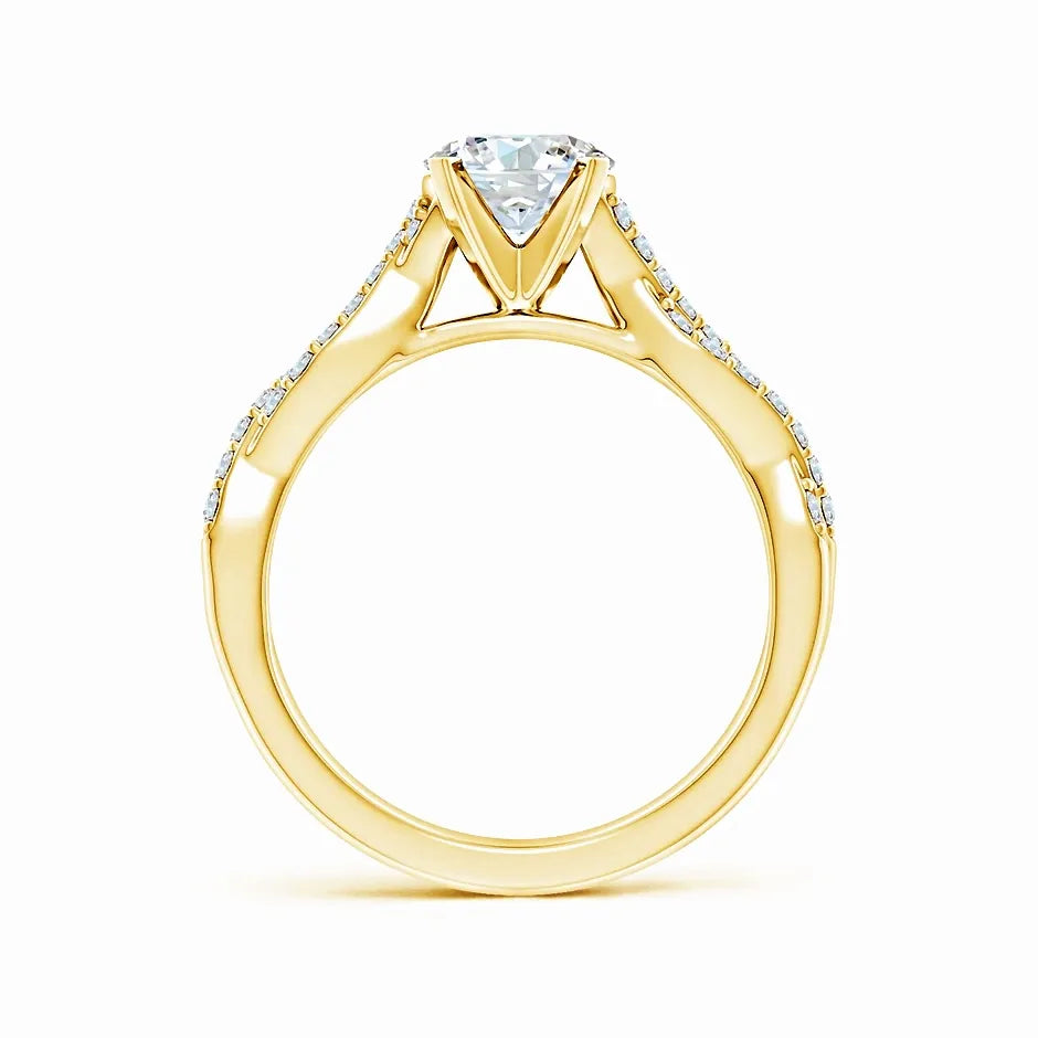 Lab-Grown Peg Head Round Diamond Twist Shank Engagement Ring