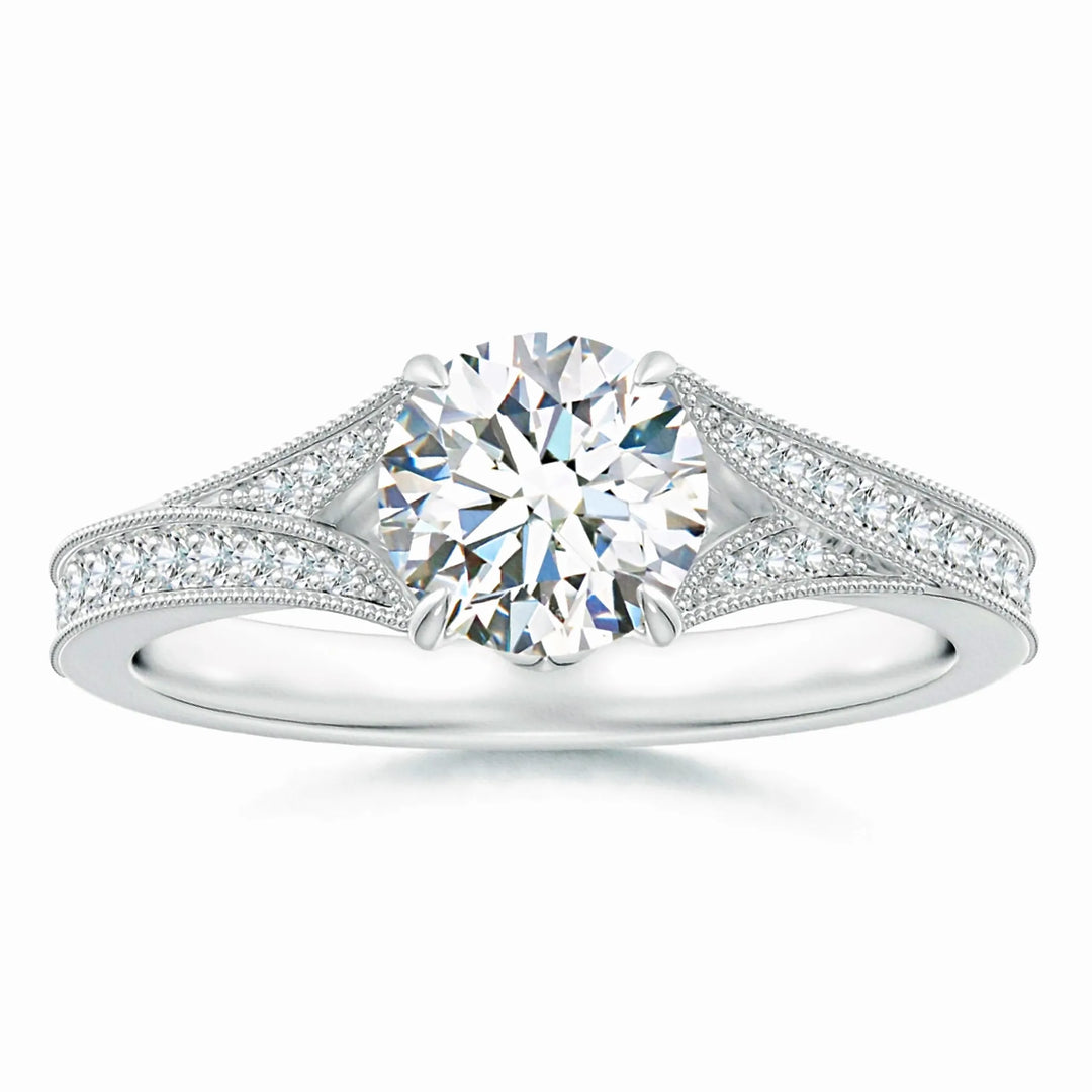 Lab-Grown Vintage Inspired Round Diamond Split Shank Engagement Ring