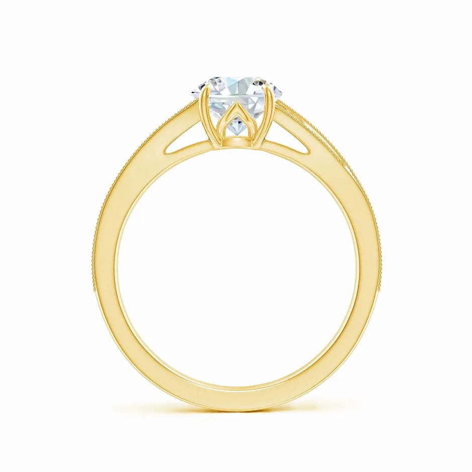 Lab-Grown Vintage Inspired Round Diamond Split Shank Engagement Ring