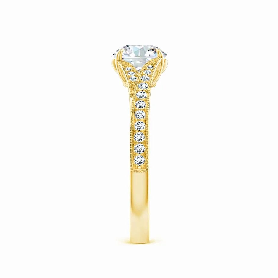 Lab-Grown Vintage Inspired Round Diamond Split Shank Engagement Ring