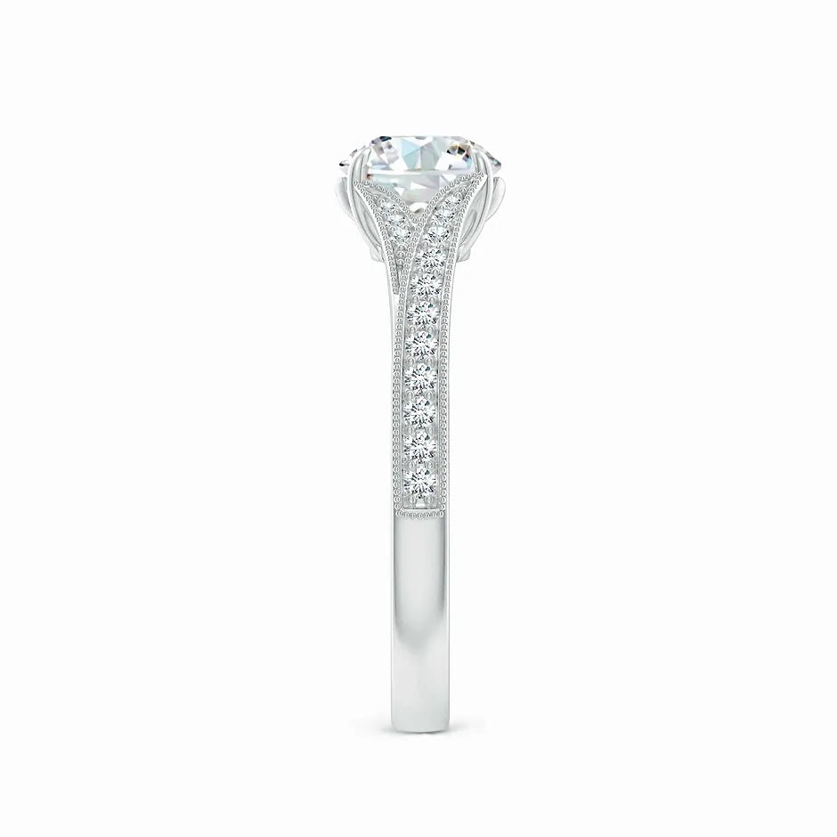 Lab-Grown Vintage Inspired Round Diamond Split Shank Engagement Ring