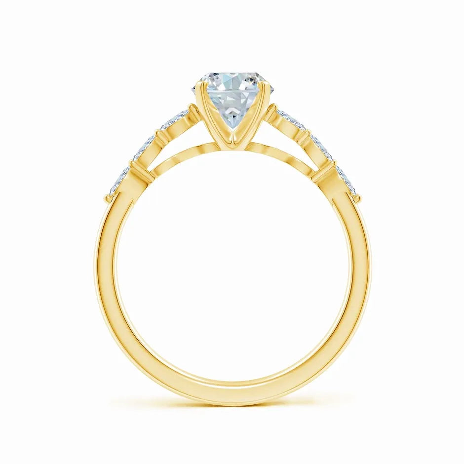 Oval Lab-Grown Diamond Engagement Ring with Marquise Accent