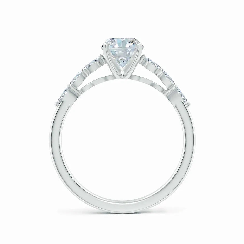 Oval Lab-Grown Diamond Engagement Ring with Marquise Accent