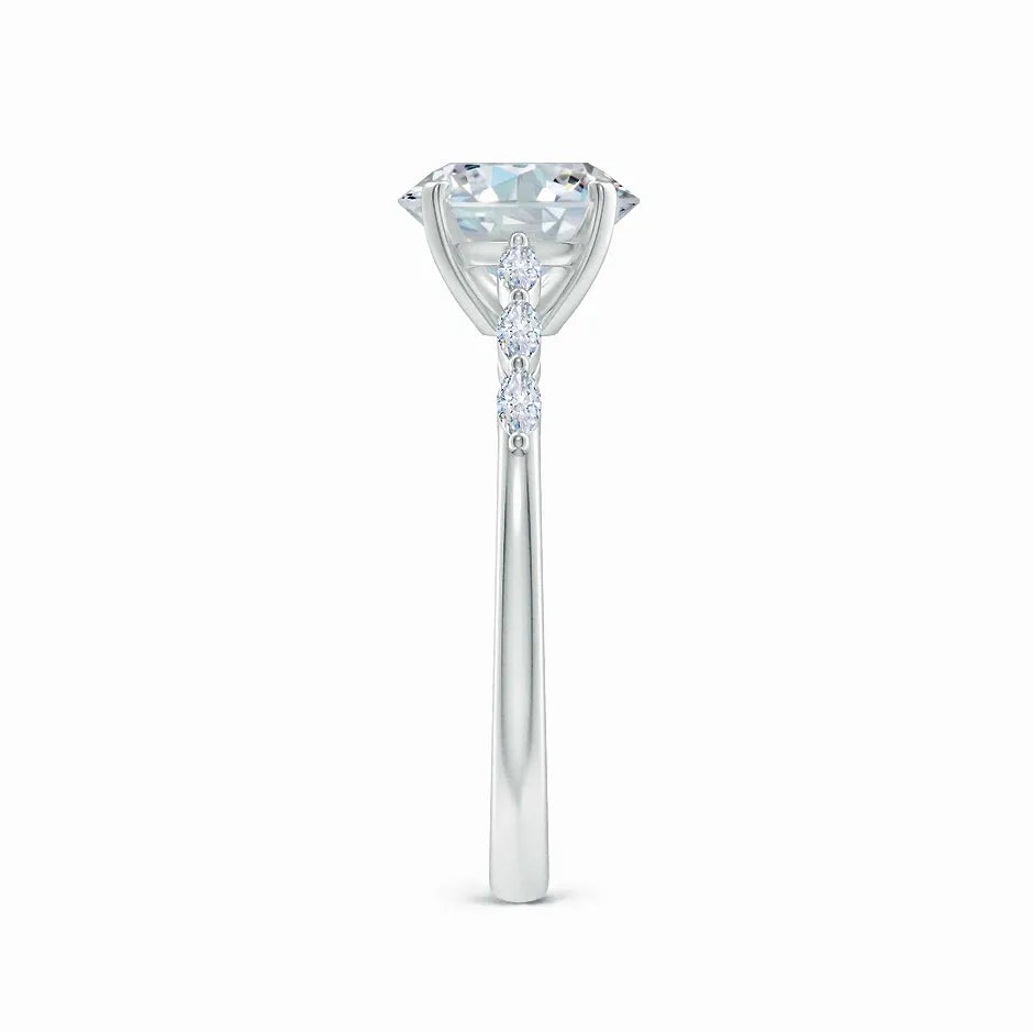 Oval Lab-Grown Diamond Engagement Ring with Marquise Accent