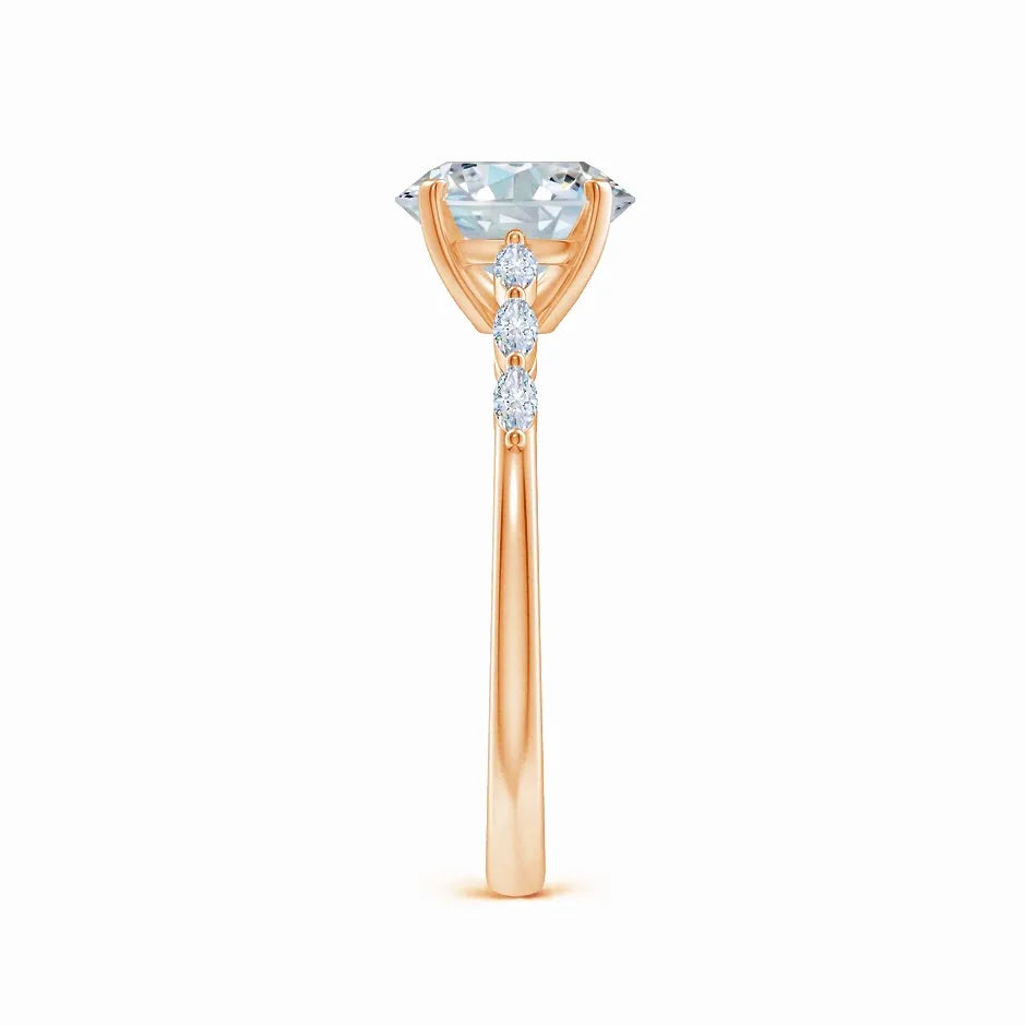 Oval Lab-Grown Diamond Engagement Ring with Marquise Accent