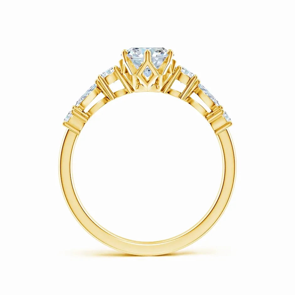 Lab-Grown Classic Oval Diamond Side Stone Engagement Ring