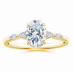 Load image into Gallery viewer, Claw-Set Oval Lab-Grown Diamond Side Stone Engagement Ring
