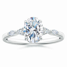 Claw-Set Oval Lab-Grown Diamond Side Stone Engagement Ring