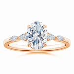 Load image into Gallery viewer, Claw-Set Oval Lab-Grown Diamond Side Stone Engagement Ring
